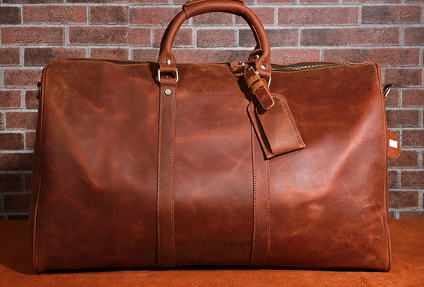 Trail Marking Cool Leather mens Travel Bag Duffle Bag Weekender Bag Overnight Bag shoulder bag