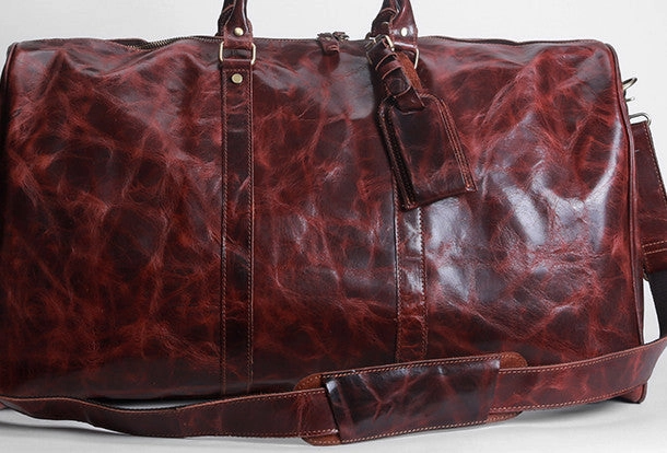 Cool Leather mens Travel Bag Duffle Bag Weekender Bag Overnight Bag shoulder bag Smart Organization