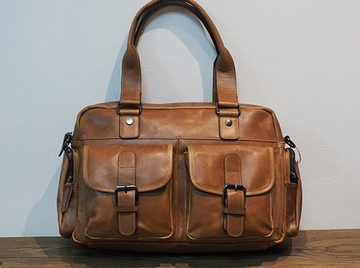 Cool Leather Mens Travel Bag Overnight Bag Work Handbags Business Bag for Men Handmade Finish
