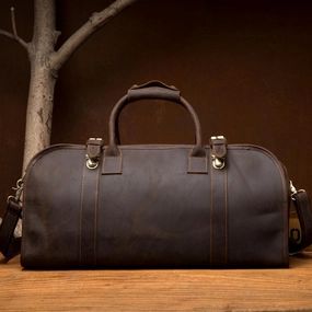 Cool Leather Mens Weekender Bag Shoulder Travel Bag Duffle Bag Coffee luggage Bag for Men Fashion Forward Design Ergonomic grip