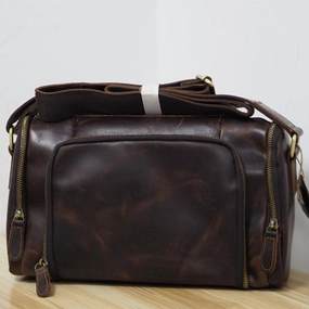Cool Leather Small Mens Barrel Side Bag Bucket Shoulder Bag Messenger Bag for Men Street Utility Lightweight Utility