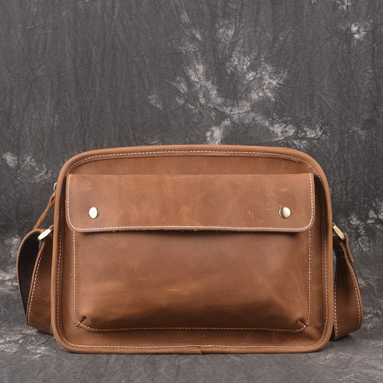 Cool Leather Small Messenger Bag Vintage Small Shoulder Bag For Men Outdoor journey Daily Carry Gear