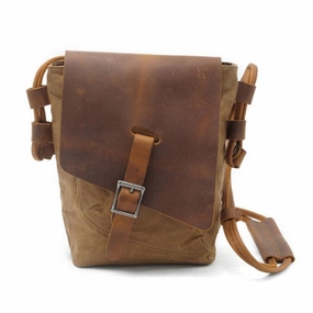 Cool Mens Waxed Canvas Leather Small Courier Bags Canvas Side Bags Messenger Bag for Men Quality Finish