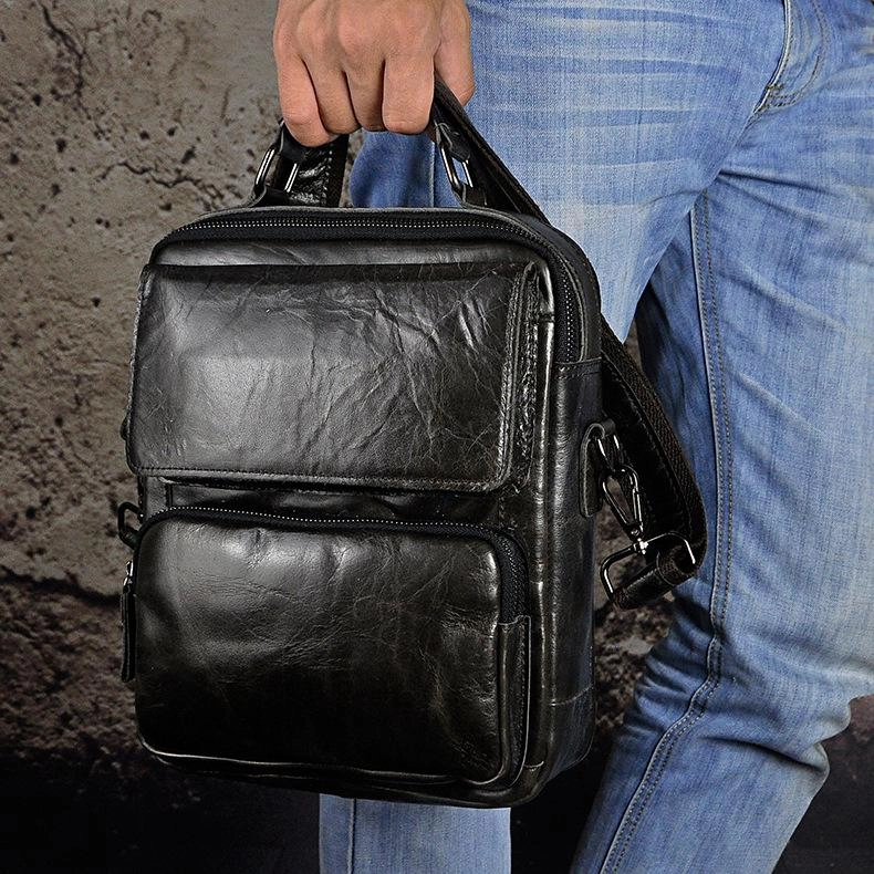 Cool Oiled LEATHER MENS Small Side Bag Small SHOULDER BAG HANDBAGS FOR MEN Luxury Mood Sophisticated Feel
