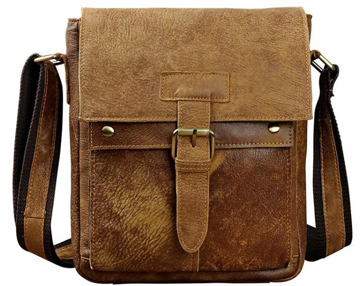 Cool Retro Leather Mens Tablet Messenger Bag Small Side Bag Messenger Bag For Men Lightweight Journey City Adventure