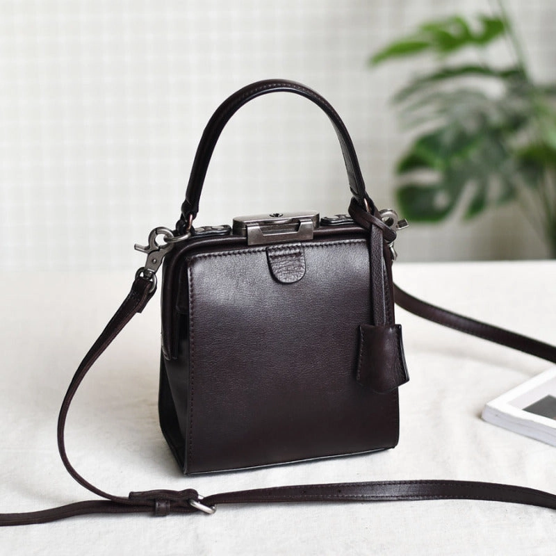 Womens Green Leather Doctor Handbag Purses Square Doctor Crossbody Purse for Women Stylish Practicality Structured weekend carry