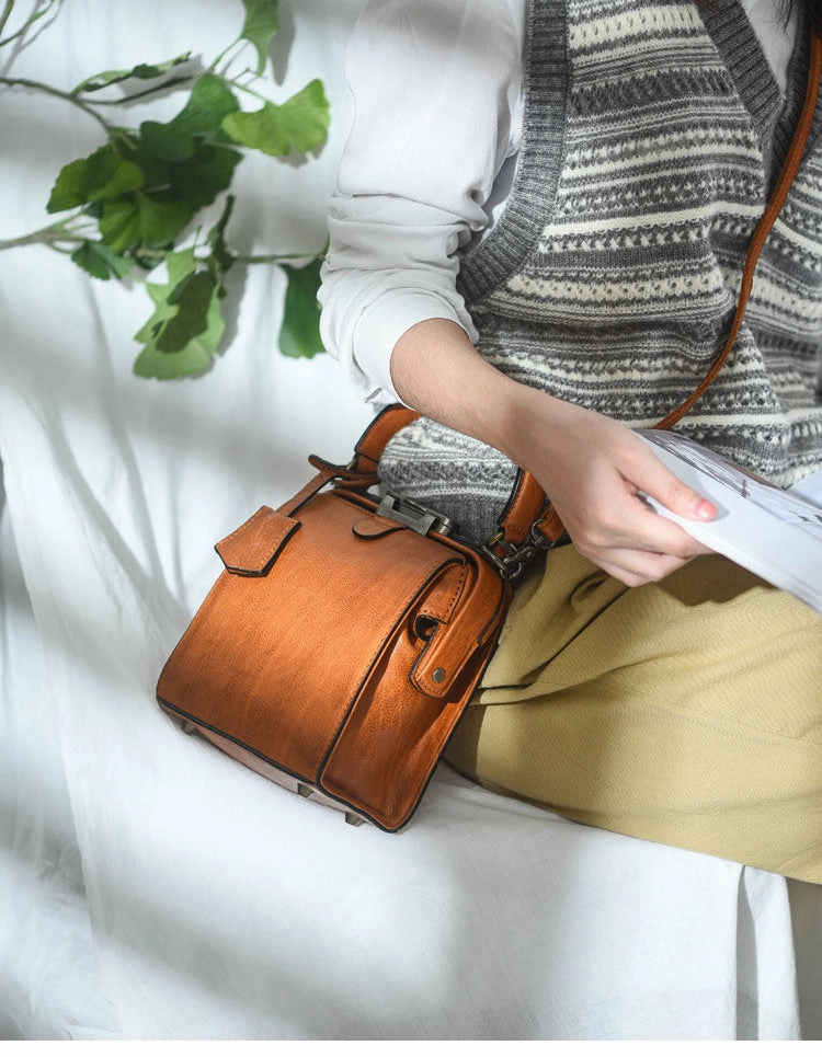 Womens Green Leather Doctor Handbag Purses Square Doctor Crossbody Purse for Women Smart Elegance