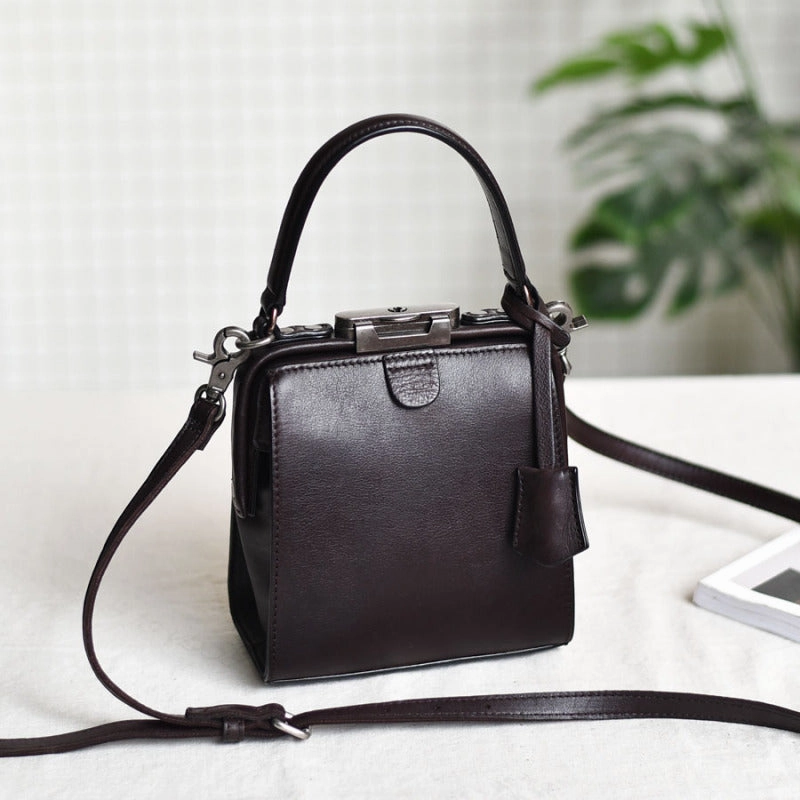 Refined Fabric Womens Green Leather Doctor Handbag Purses Square Doctor Crossbody Purse for Women