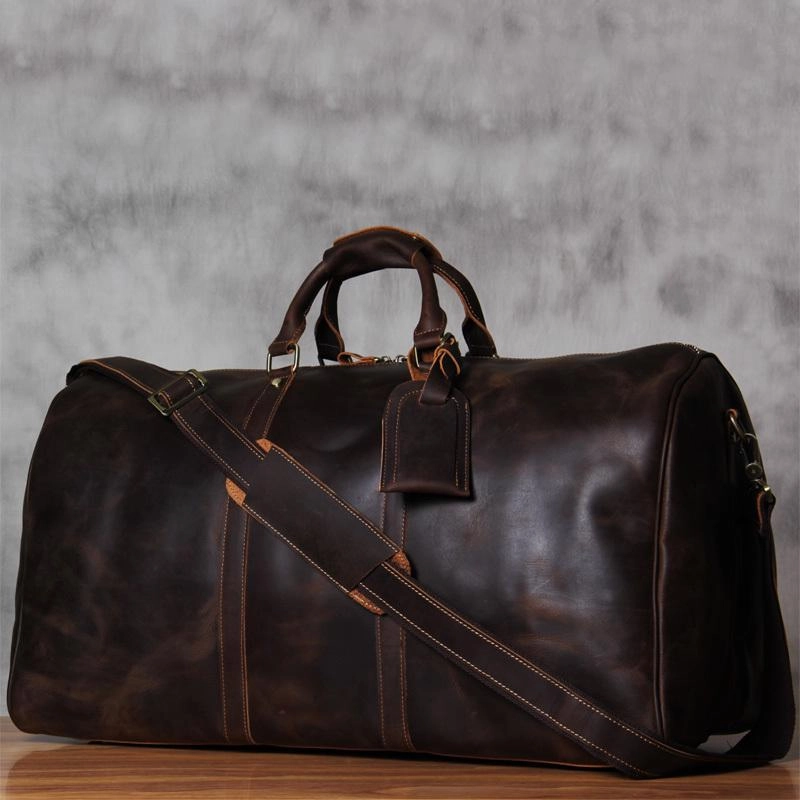 Cool Vintage Leather Mens Large Weekender Bag Travel Bag for Men strong style Durable case