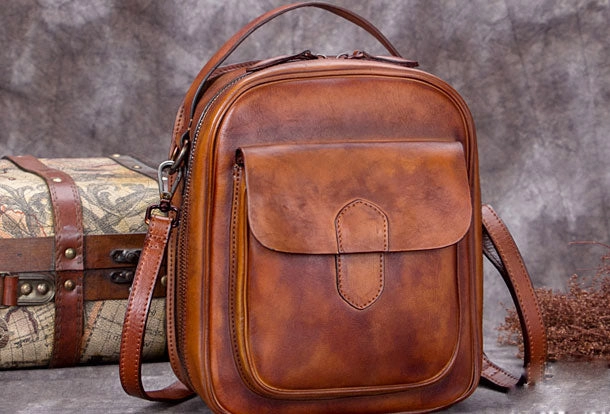 Classic Appeal Cool Vintage Leather Mens Small Messenger Bag Shoulder Bag For Men