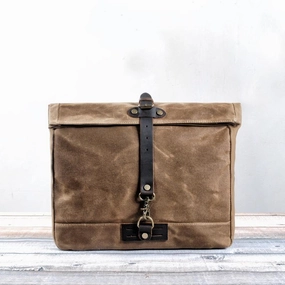 Modern Utility Cool Waxed Canvas Leather Mens 14'' Messenger Bag Motorcycle Side Bag Handbag For Men