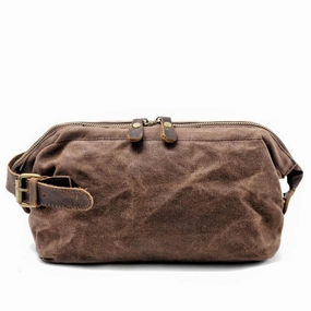 Cool Waxed Canvas Leather Mens Black Clutch Bag Handbag Phone Bag Wash Bag For Men Minimal Feature
