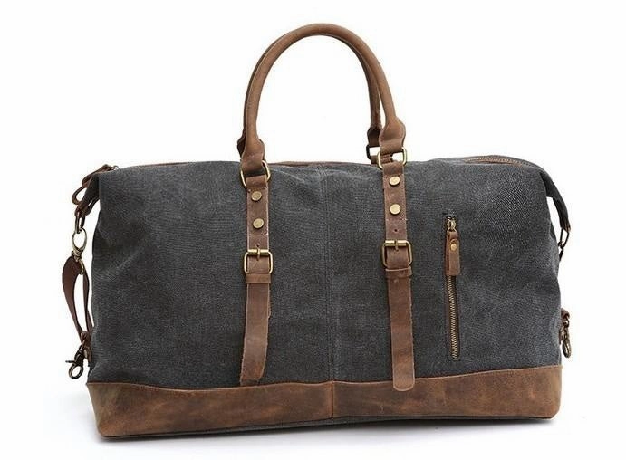 Blue Waxed Canvas Weekender Bag Waxed Canvas Duffle Bag Blue Large Canvas Leather Duffle Bag Easy-to-Carry Bag