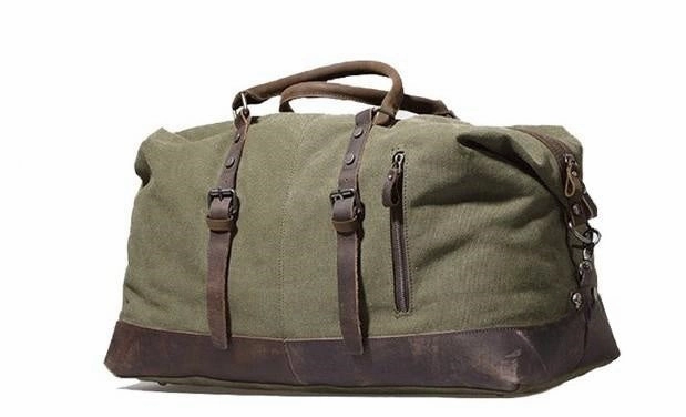 Blue Waxed Canvas Weekender Bag Waxed Canvas Duffle Bag Blue Large Canvas Leather Duffle Bag Everyday Essential Heavy Duty Gear