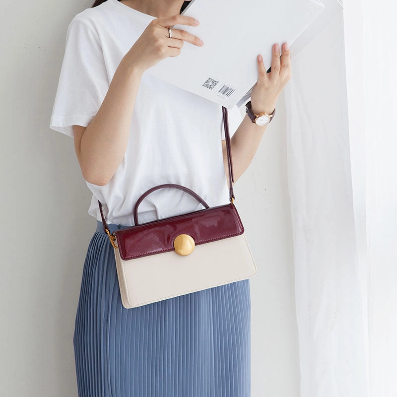 Compact Everyday Cute Leather Womens Stylish White Handbag Crossbody Purse Barrel Shoulder Bag for Women