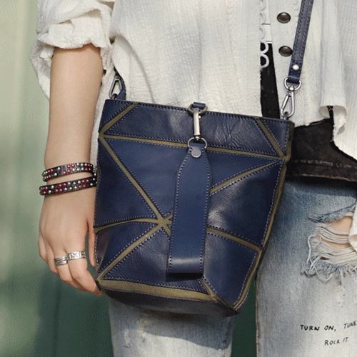 Cute Small Green Womens Leather Bucket Handbag Clutch Brown Leather Bucket Side Bag Shoulder Bag Daily Essentials Bag Practical Outfit Accessory