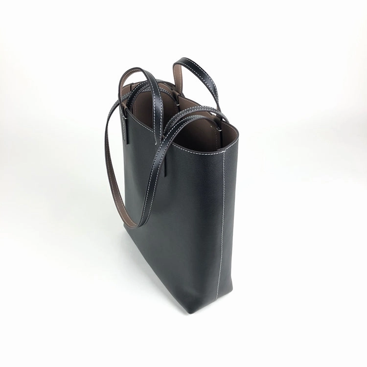 Cute Womens Black&Orange Leather Shoulder Tote Bag Best Tote Handbag Shopper Bag Purse for Ladies Compact Formfactor Modern Everyday