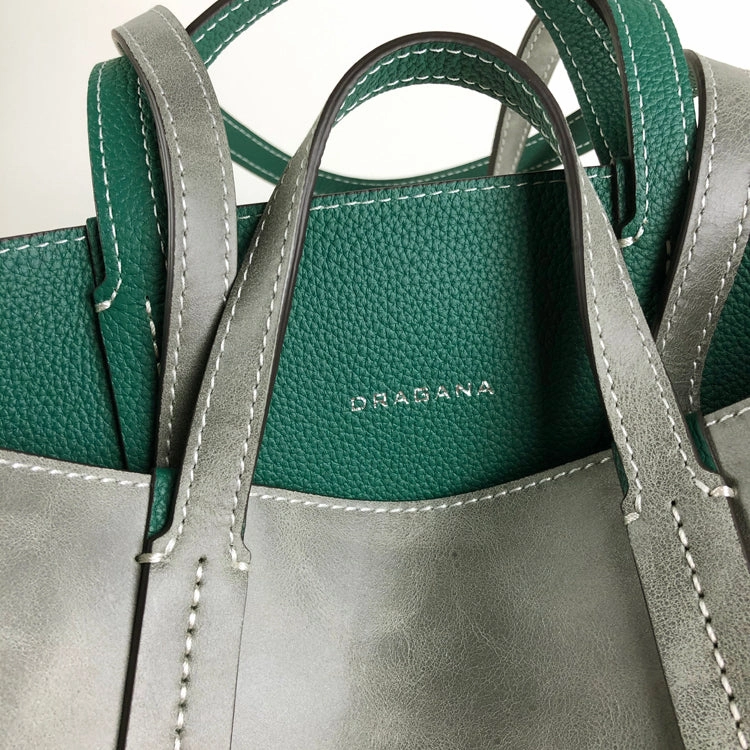 Cute Womens Black&Orange Leather Shoulder Tote Bag Best Tote Handbag Shopper Bag Purse for Ladies Minimal Trend All-Occasion Bag