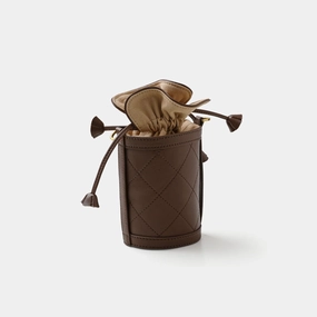 Cute Womens Coffee Leather Barrel Chain Crossbody Purse Bucket Round Shoulder Bag for Women Smart Casual Look Classic Versatile Piece