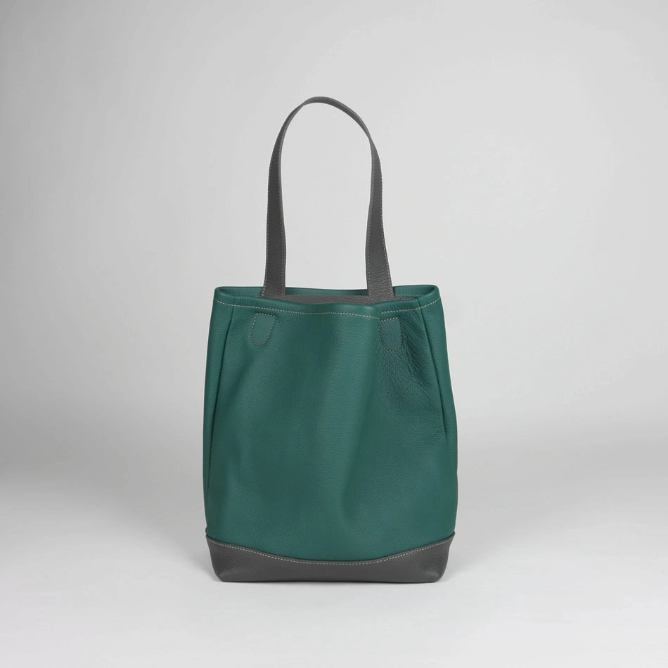 Cute Womens Green Leather Shoulder Tote Bag Best Tote Handbag Shopper Bag Purse for Ladies Modern Design