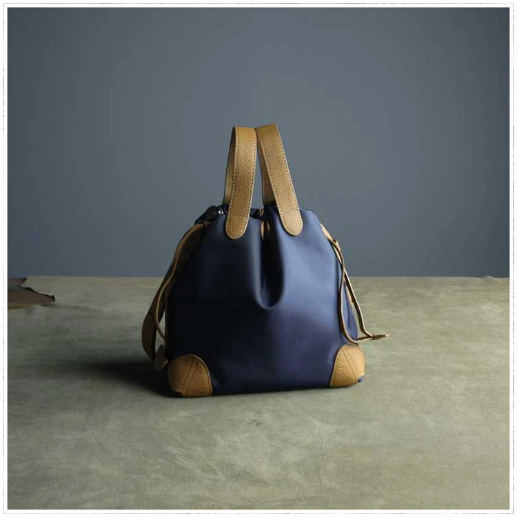 Cute Womens Khaki NYLON Bucket Handbag Purse Barrel NYLON Shoulder Bag Crossbody Purse for Ladies Modern Chic Style