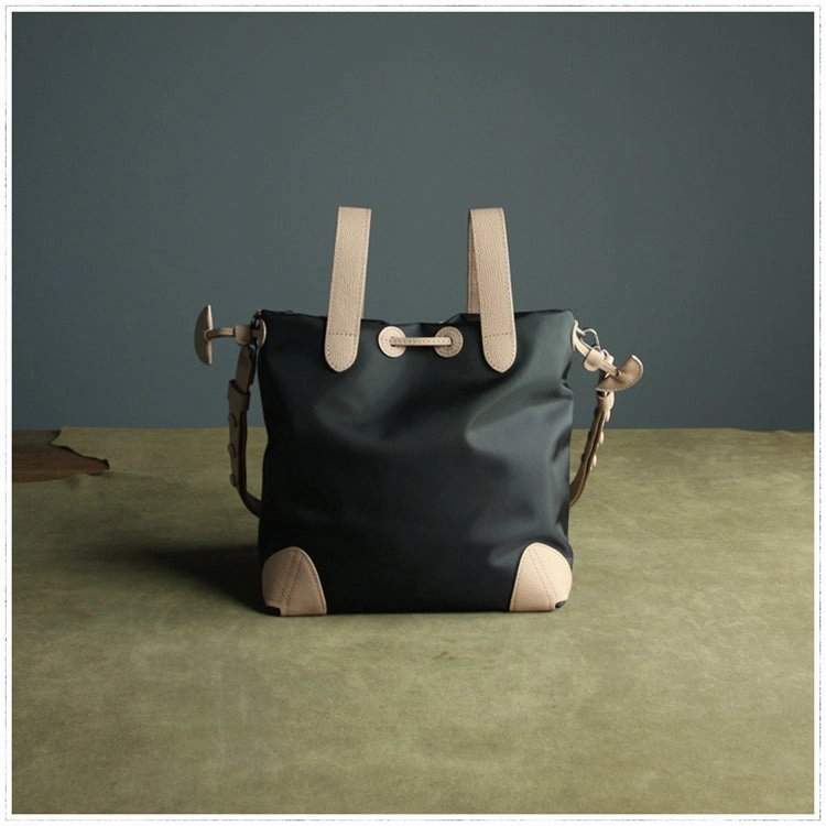 Cute Womens Khaki NYLON Bucket Handbag Purse Barrel NYLON Shoulder Bag Crossbody Purse for Ladies Daily Carry Solution