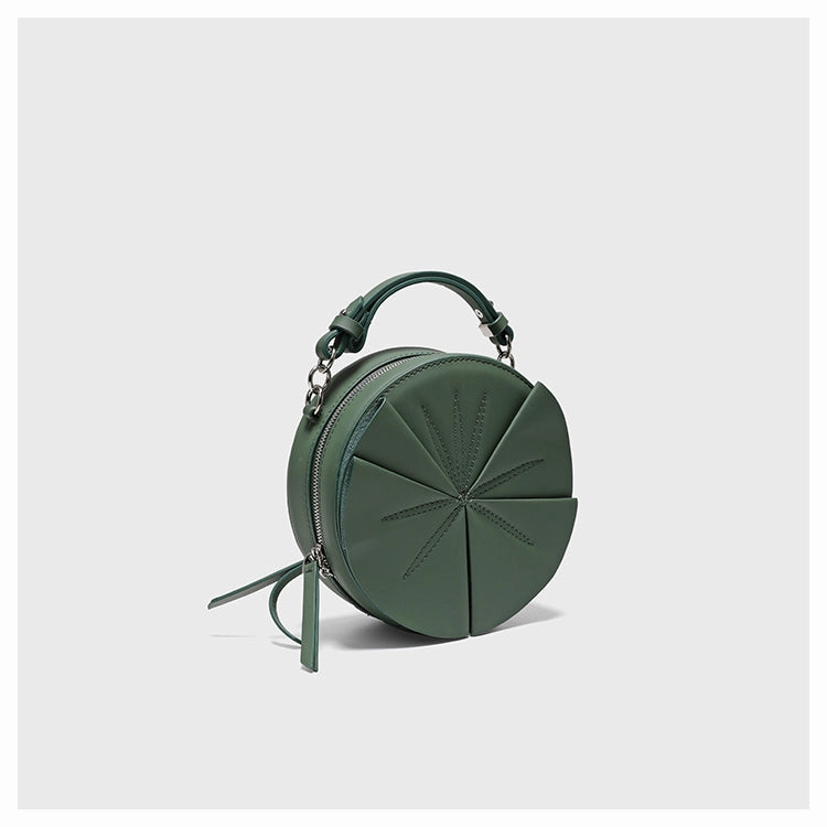 Cute Womens Leather Barrel Handbag Purse Green Crossbody Purse Bucket Round Shoulder Bag for Women Timeless Functional Style City Commuter Bag