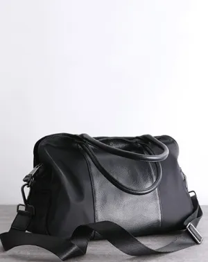 Black Womens Nylon Leather Shopper Bag Totes Womens Black Nylon Shoulder Shopper Purse Nylon Handbag Purse for Ladies Classic Office Large-capacity carry