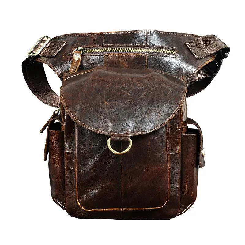 Modern Sophistication Cool Leather Mens Drop Leg Bag Belt Pouch Waist Bag Shoulder Bag for Men