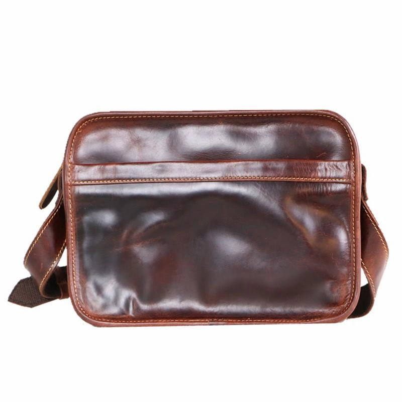 Black Leather Mens Casual Small Courier Bags Messenger Bag Coffee Brown Postman Bag For Men Stylish Functionality