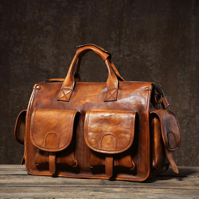 Casual Companion Vintage Leather Brown Mens Travel Bags Messenger Bag Shoulder Bag for Men