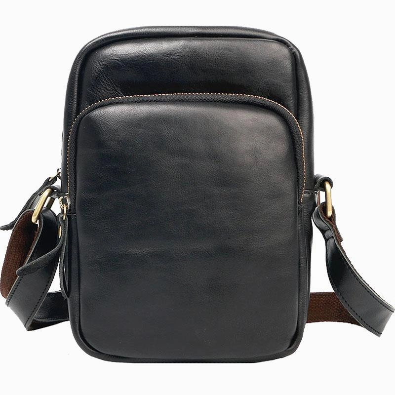 Practical Everyday Casual Gear Casual Small Leather Mens Black Side Bags Small Vertical Postman Bag Messenger Bags For Men