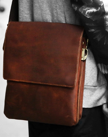 Daily Travel Cool leather mens messenger bag vintage shoulder laptop bag for men