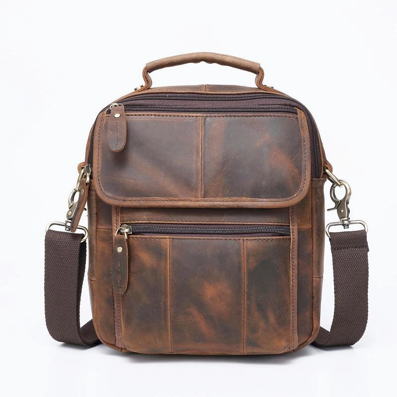 Comfort Everyday Daily Functionality Dark Brown LEATHER MENS Vertical SHOULDER BAG SIDE BAG COURIER BAG MESSENGER BAG FOR MEN