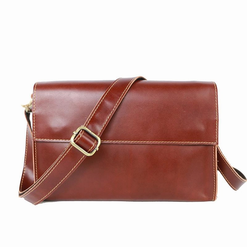 Dark Coffee Leather Mens Casual Small Courier Bag Messenger Bags Amber Postman Bag For Men Lightweight Function Everyday Travel