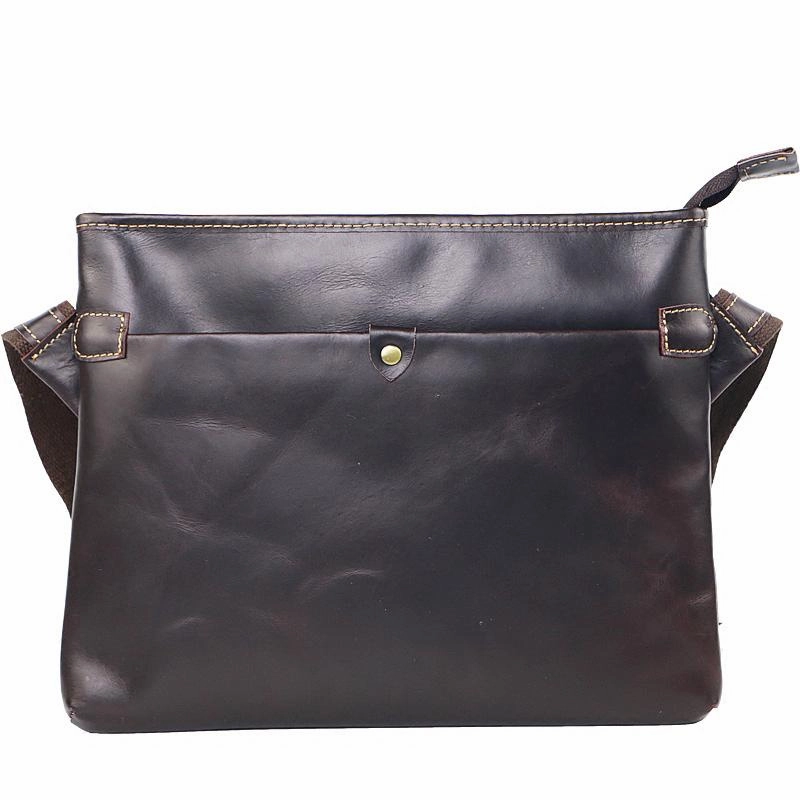 Modern Gear Travel Friendly Dark Coffee Leather Mens Casual Small Courier Bag Messenger Bags Brown Postman Bag For Men