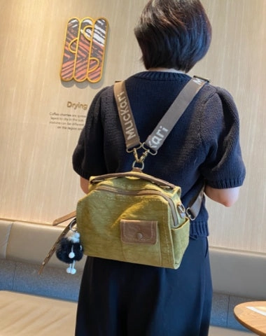 All-day Comfort Dark Green Canvas Convertible Backpack Shoulder Bag Women Canvas Convertible Handbag Crossbody Bag Modern Aesthetic Quick Access