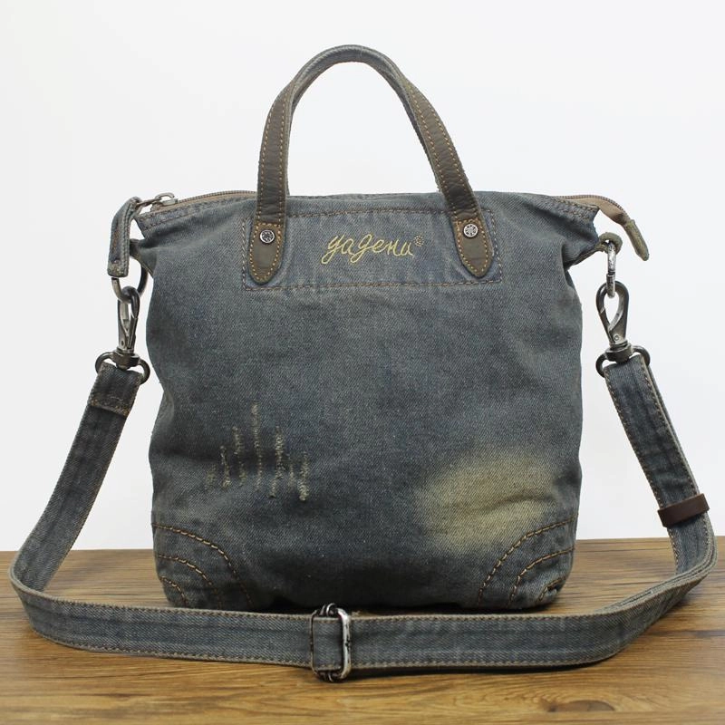 Denim Blue Mens Messenger Bag Tote Shoulder Bag Jean Courier Bag For Men Practical Utility