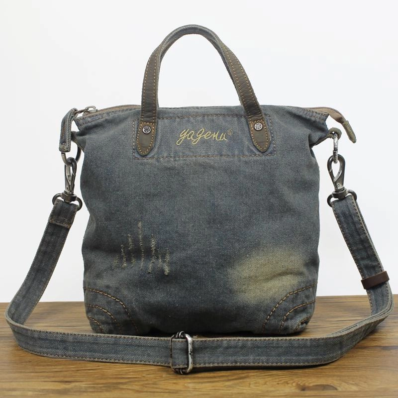 Denim Blue Mens Messenger Bag Tote Shoulder Bag Jean Courier Bag For Men Casual Journey Casual Style