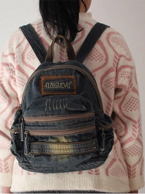 Premium Quality Urban Commute Denim Womens Backpack School Backpacks Vintage Denim Blue Backpacks For Women Compact Gear