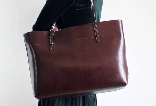 Brown Womens Leather Tote Purse Handbag Shoulder Bag Large Leather Shopper Bag for Women Modern Look travel mode