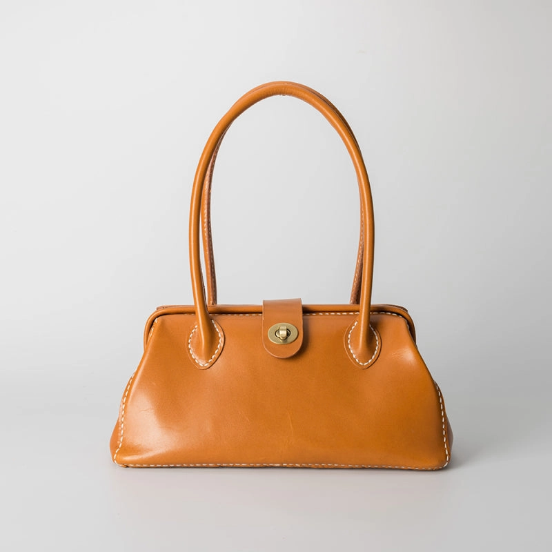 Casual accessory Handmade Womens Leather Doctor Handbag Purse Coffee Shoulder Bag Doctor Bags for Women