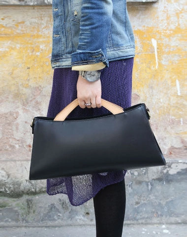 Handmade handbag black purse leather crossbody bag shoulder bag women Suede Touch Timeless Structure