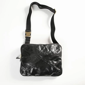 DISTRESSED BROWN LEATHER MEN'S Side Bag Black MESSENGER BAG Small Postman bag FOR MEN Simple Journey