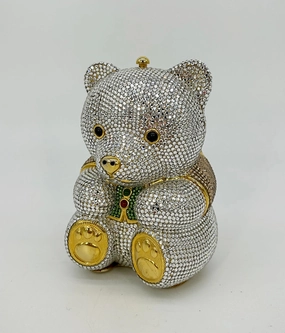 Judith Leiber Swarovski Crystal Spencer Bear Minaudiere Chic Accessory