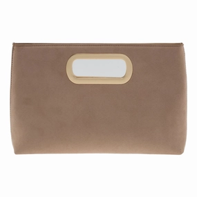 Bold Detail Sleek Texture Dune Suede Clutch
