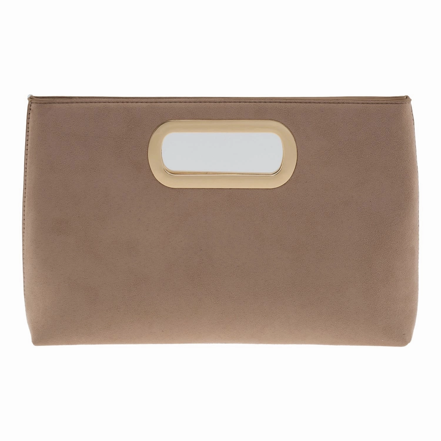 Bold Detail Sleek Texture Dune Suede Clutch