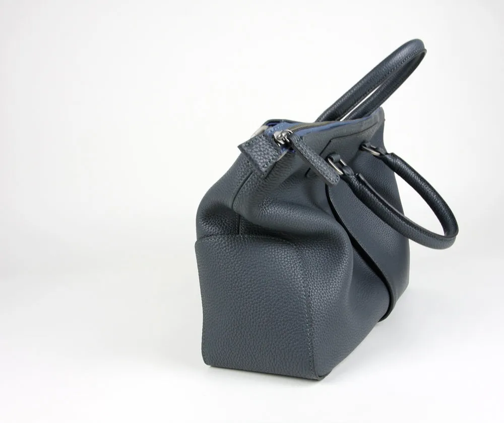 Large Womens Dark Blue Leather Work Handbag Purse Leather Crossbody Purse Shoulder Bag for Ladies simple design