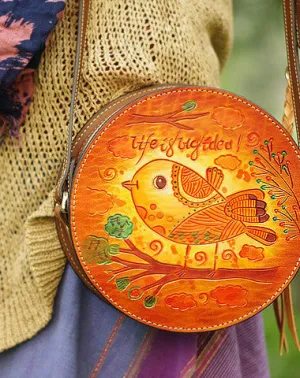 Smart Traveler Handcraft retro crossbody leather round hand dyed shoulder bag /handbag for women