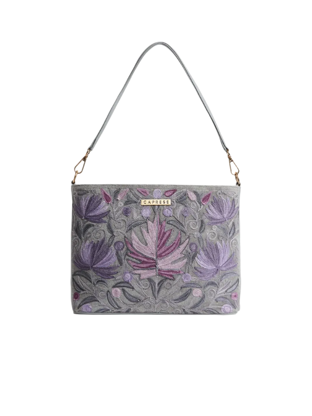 Polished Detail Caprese Siji Tresna Large Grey Crossbody Bag